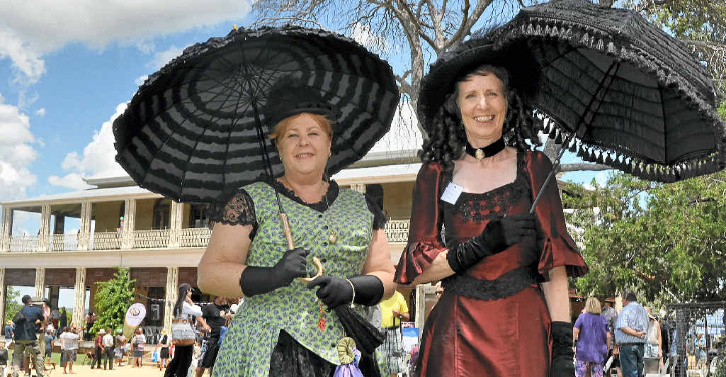 HISTORIC VENUE: Julia Payne and Leanne Olivotto were among the crowds at the 2015 Australia Day celebrations at Glengallan Homestead.